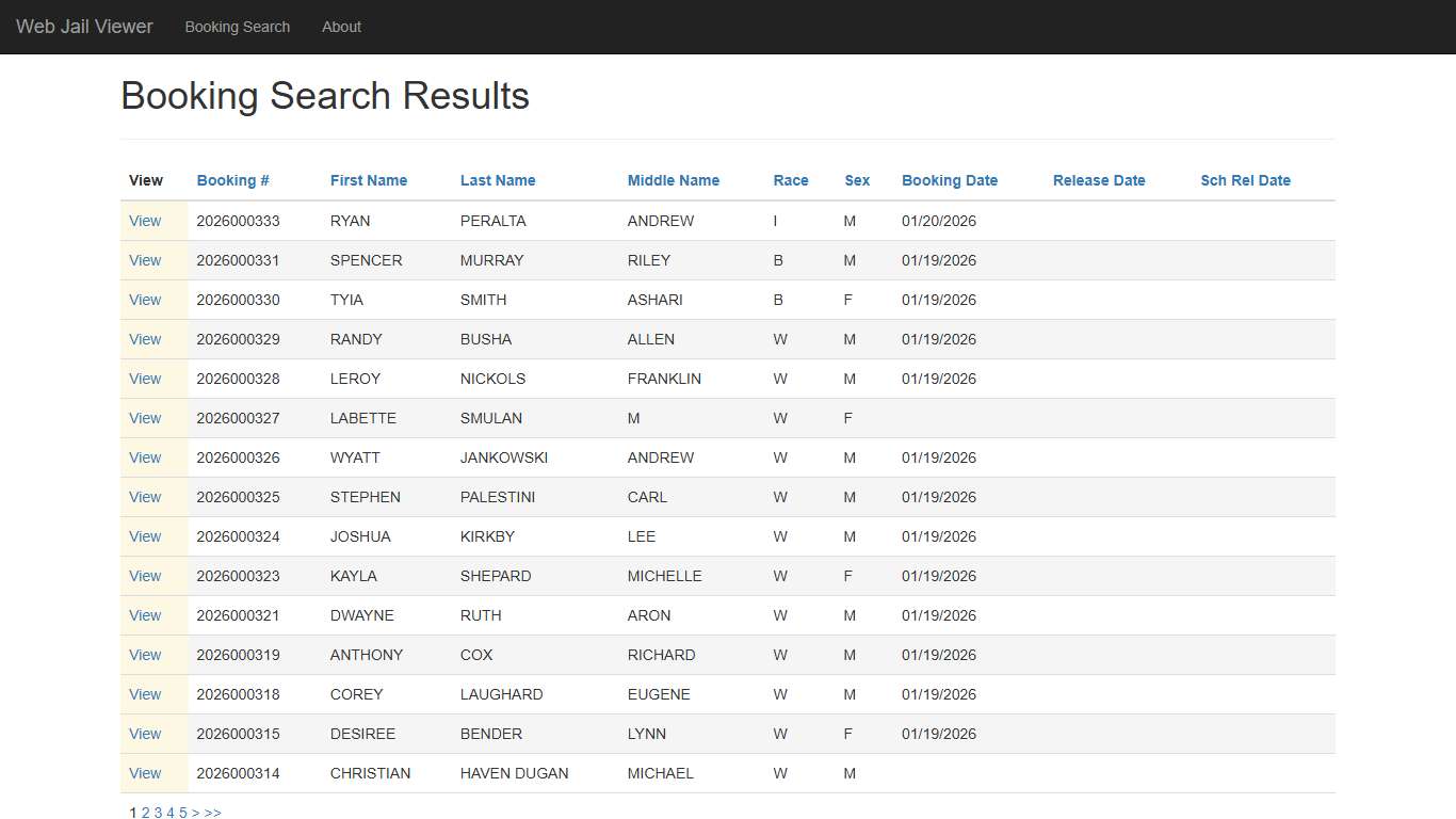 BookingSearchDetail - Web Jail Viewer